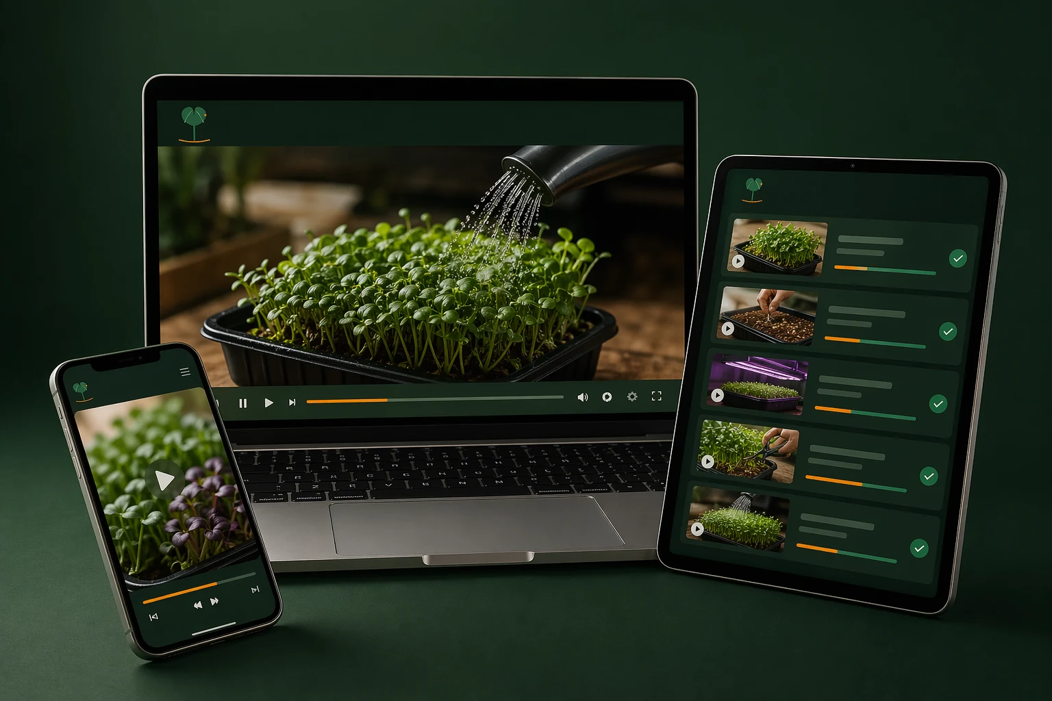 Mais de 10 módulos em vídeo do Curso Microverdes